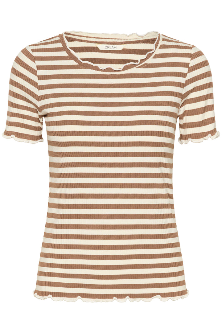 T-shirt avec rayures et finitions ondulées Ribba