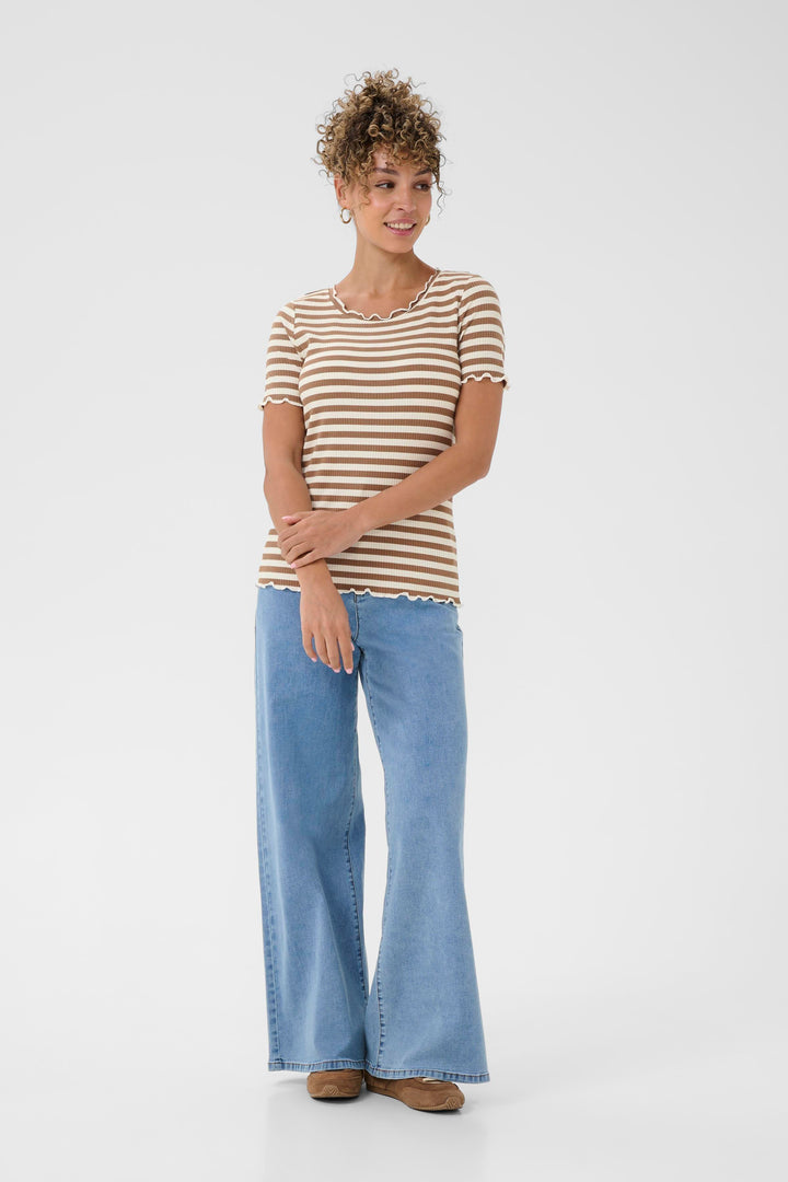 T-shirt avec rayures et finitions ondulées Ribba
