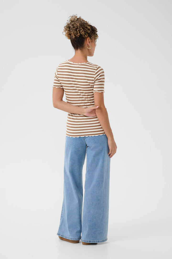 T-shirt avec rayures et finitions ondulées Ribba