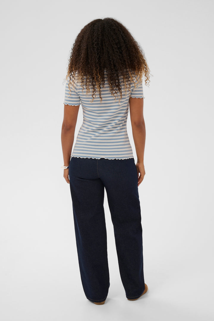 T-shirt avec rayures et finitions ondulées Ribba
