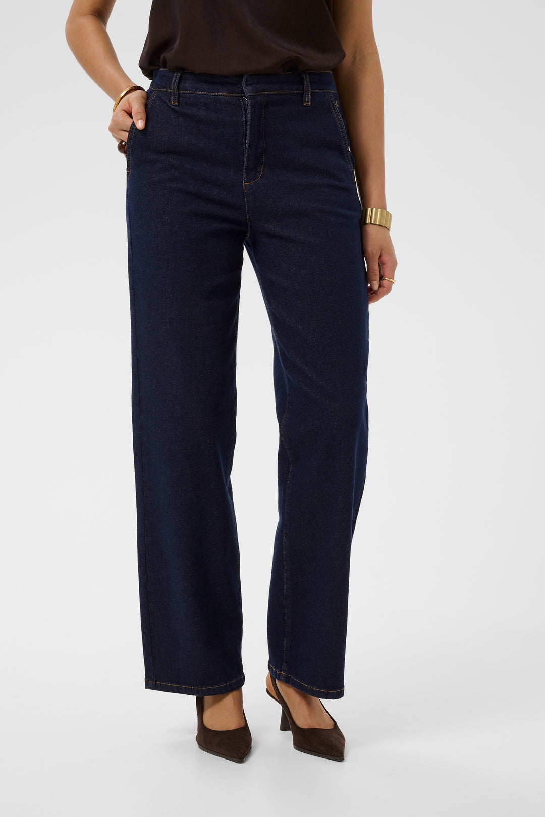 Jeans coupe droite Visti - Taille mi-haute en denim extensible**