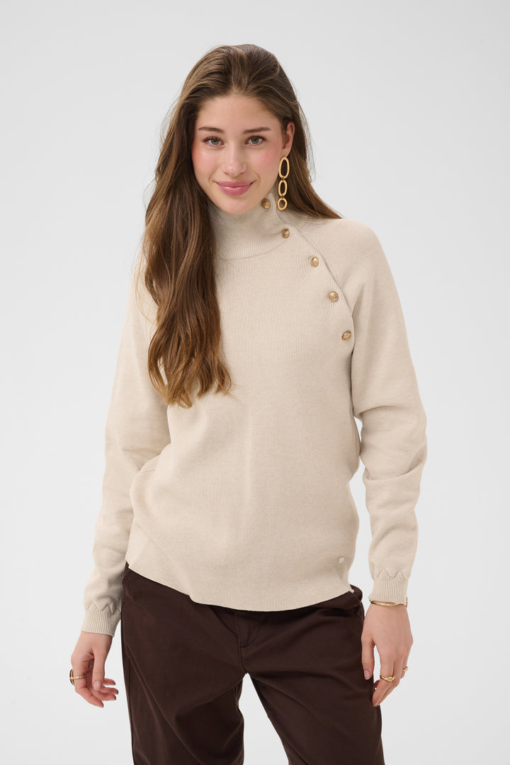 Chandail asymétrique avec boutons sur l’épaule Dela - En tricot de viscose écoresponsable