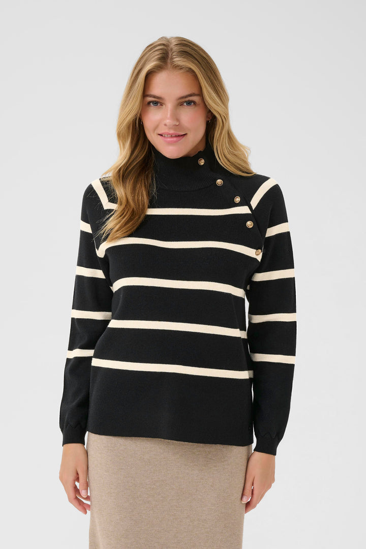 Chandail asymétrique avec boutons sur l’épaule Dela - En tricot de viscose écoresponsable