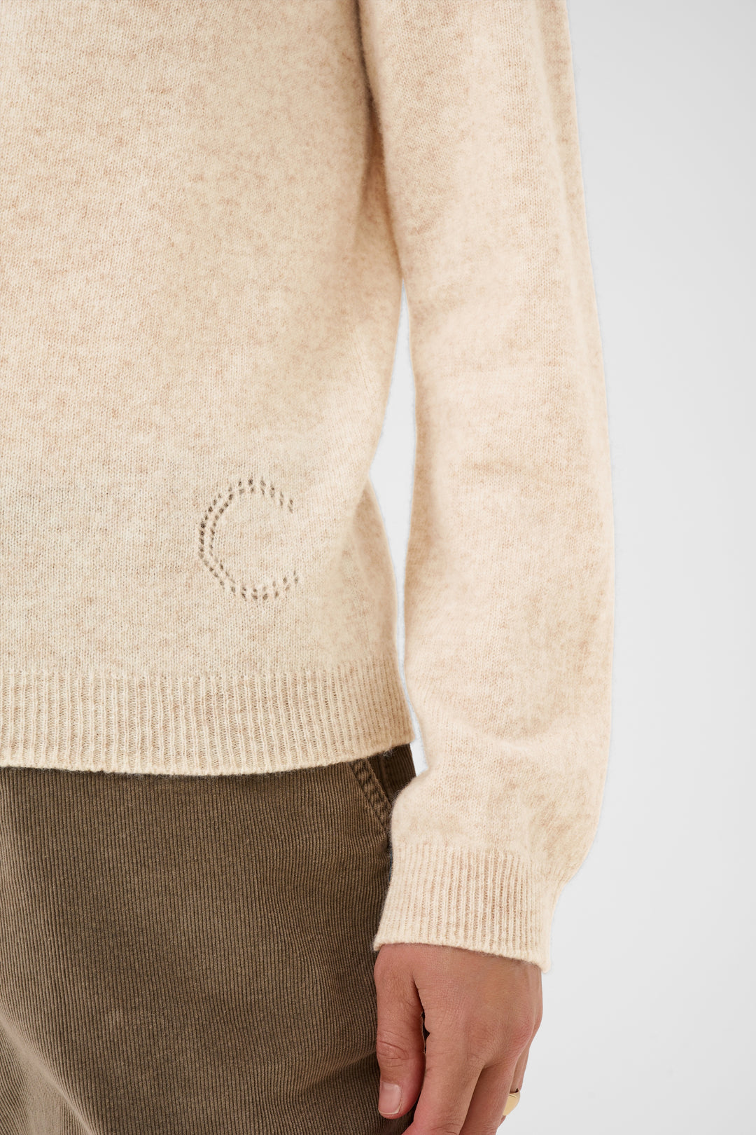 Pull en laine naturelle Mela - Col rond et coupe régulière