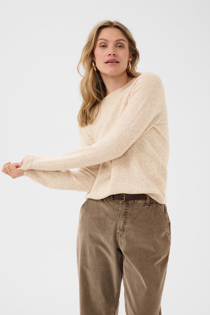 Pull en laine naturelle Mela - Col rond et coupe régulière