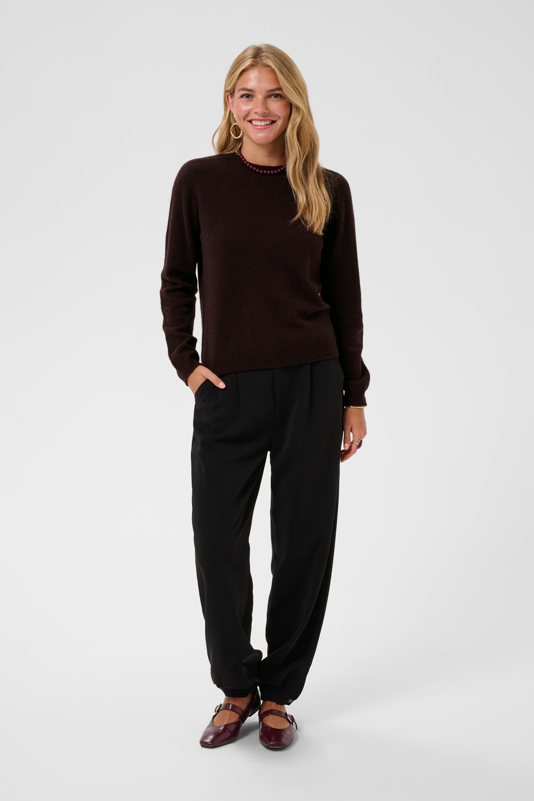 Pull en laine naturelle Mela - Col rond et coupe régulière