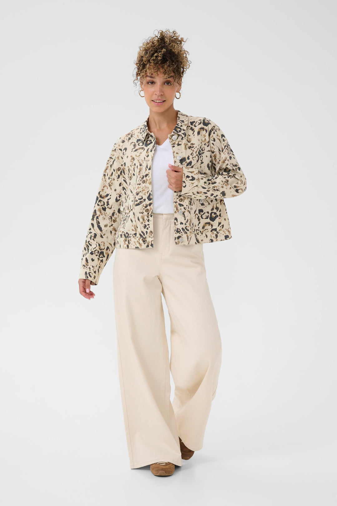 Veste en denim imprimé léopard Suara