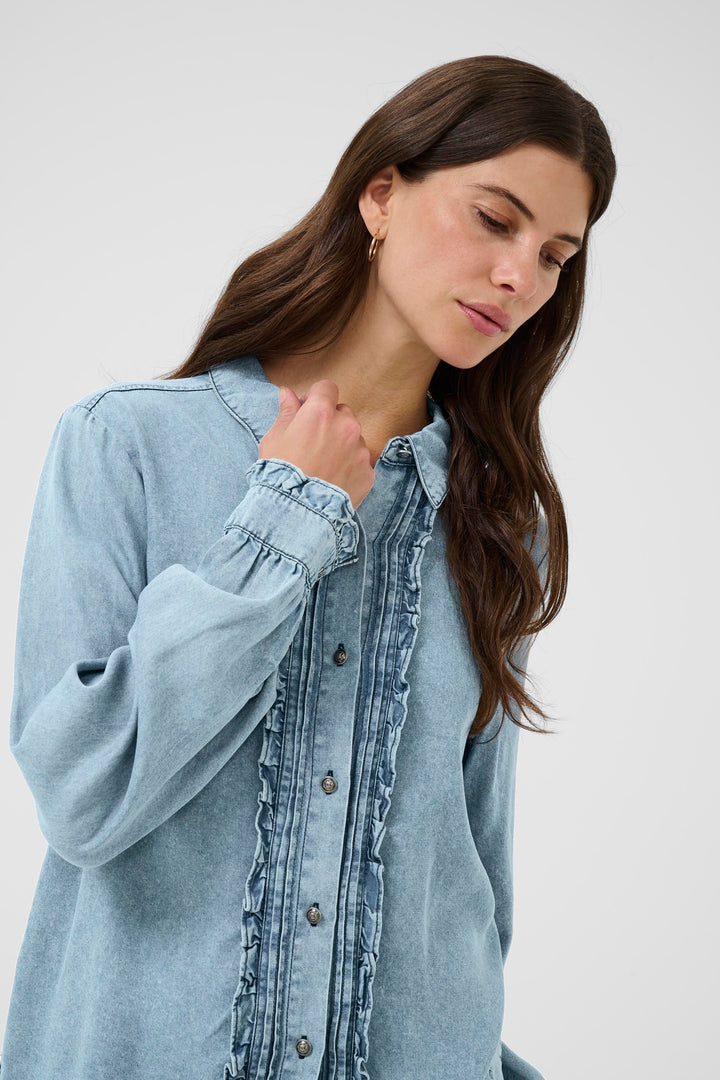 Chemise en denim de lyocell avec volants Ellie