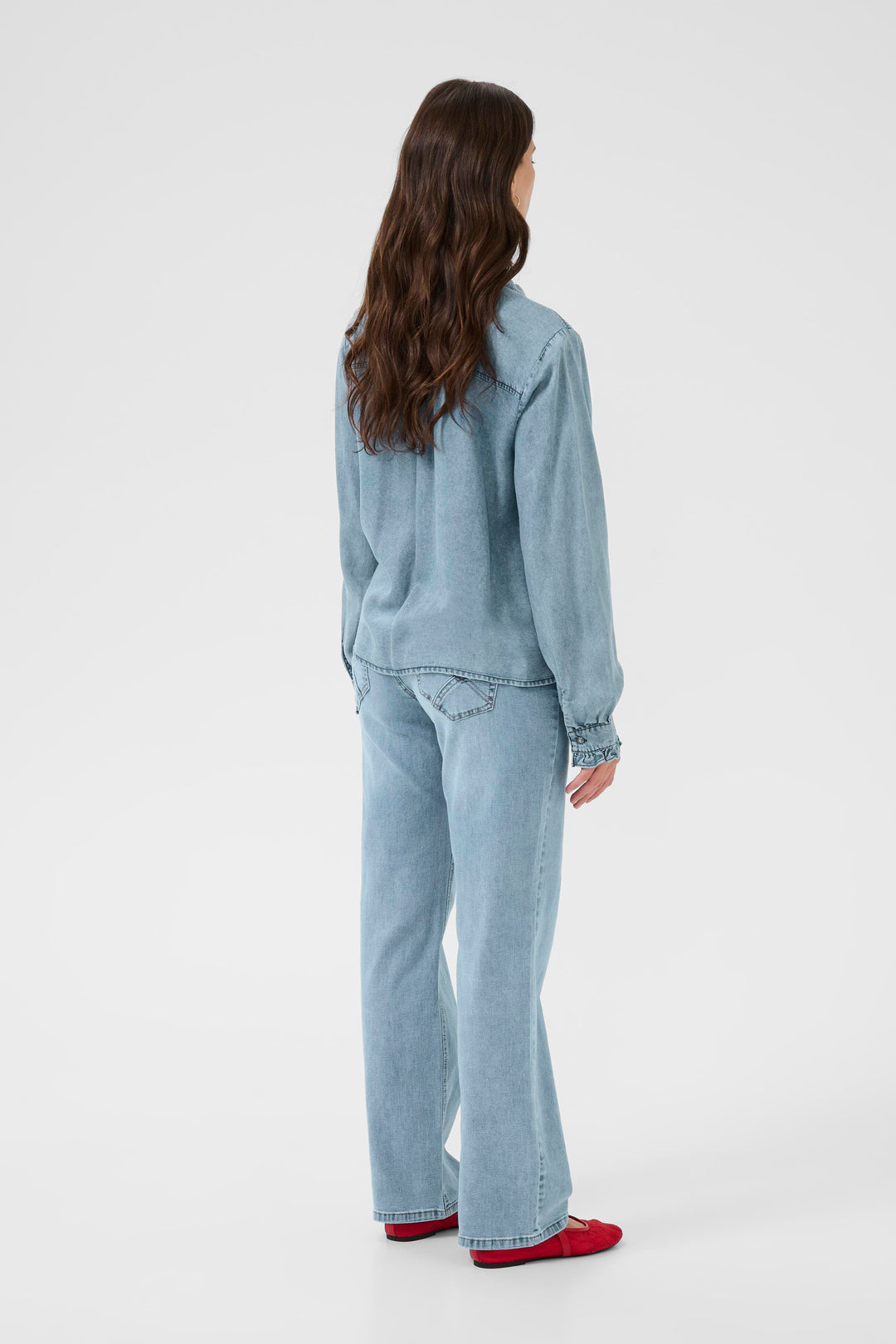 Chemise en denim de lyocell avec volants Ellie