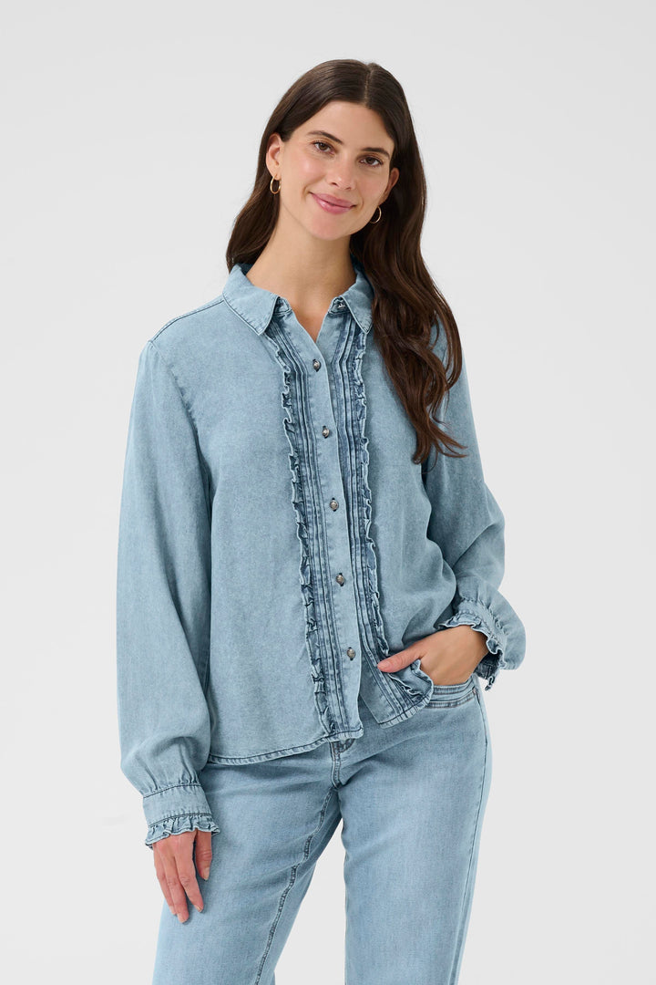 Chemise en denim de lyocell avec volants Ellie