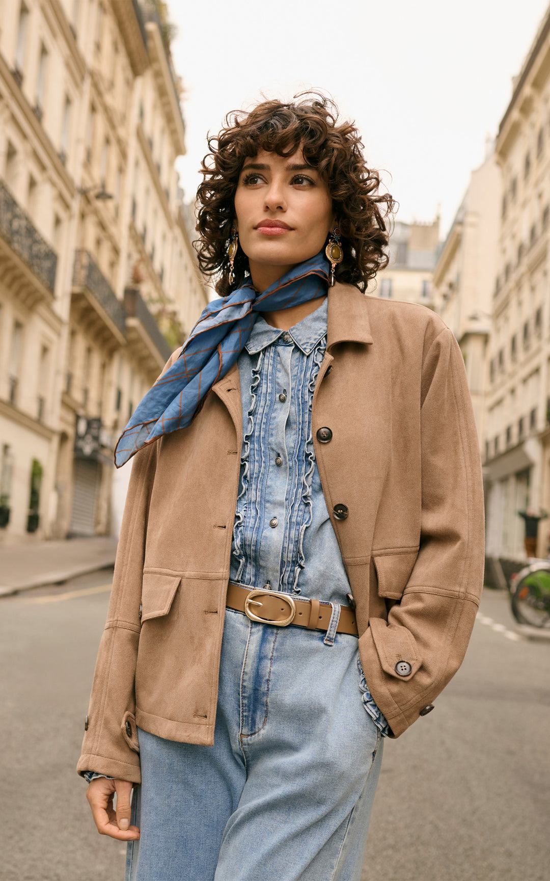 Ellie Lyocell Denim Ruffled Shirt