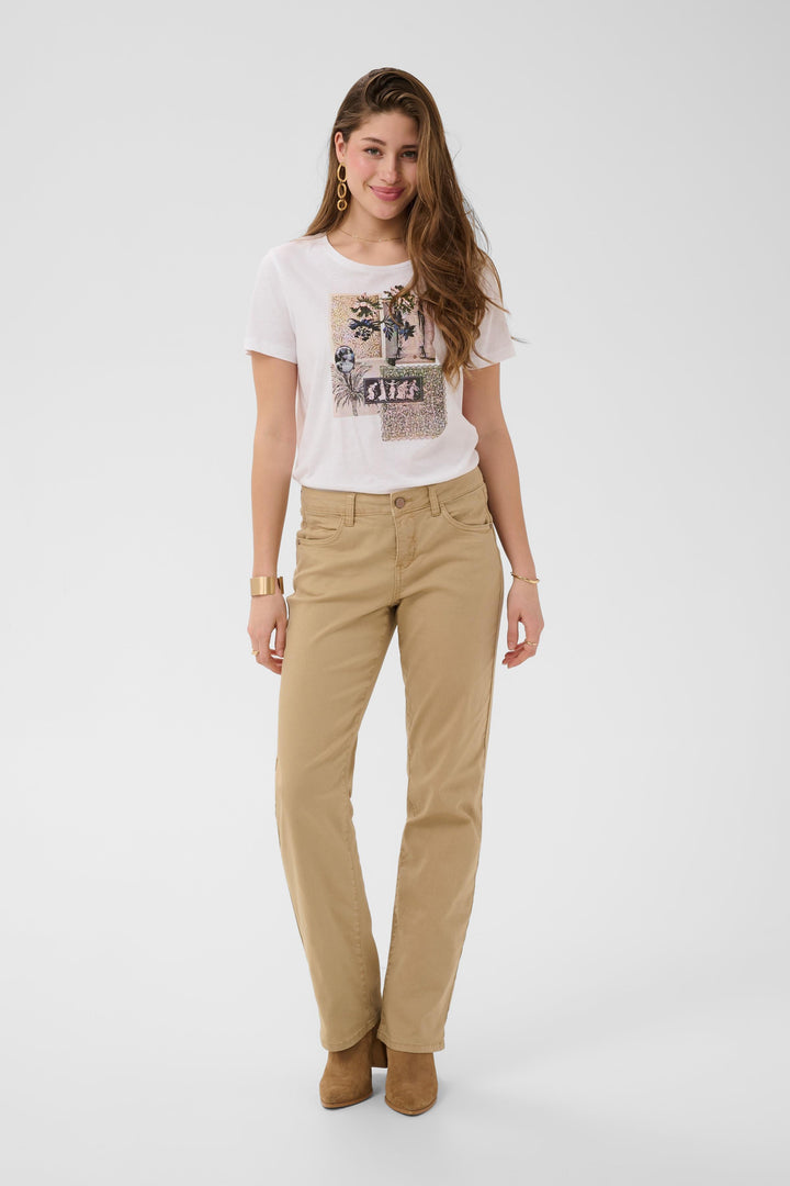 Pantalon taille mi-haute en coton extensible Sophia - Coupe classique Coco Fit