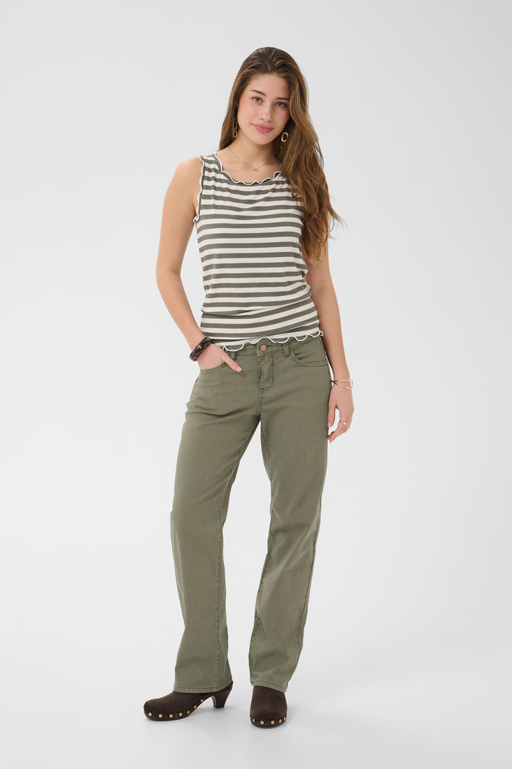 Pantalon taille mi-haute en coton extensible Sophia - Coupe classique Coco Fit