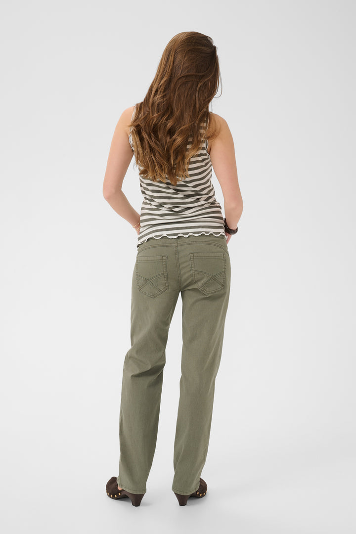 Pantalon taille mi-haute en coton extensible Sophia - Coupe classique Coco Fit