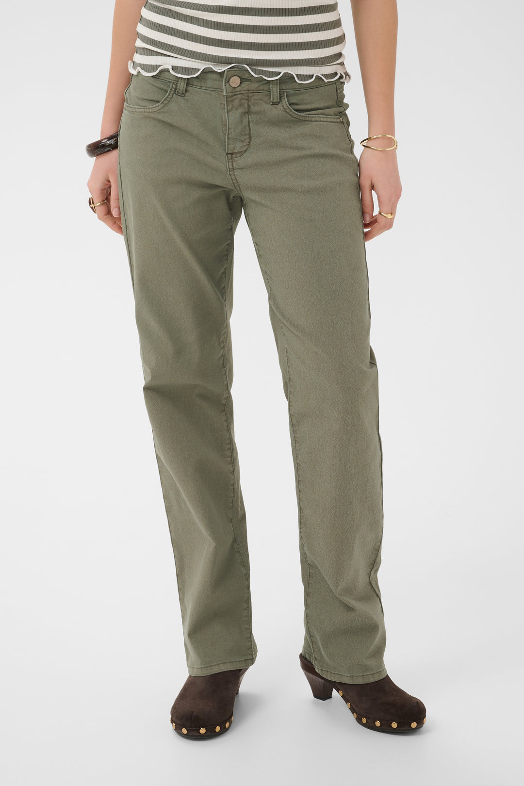 Pantalon taille mi-haute en coton extensible Sophia - Coupe classique Coco Fit