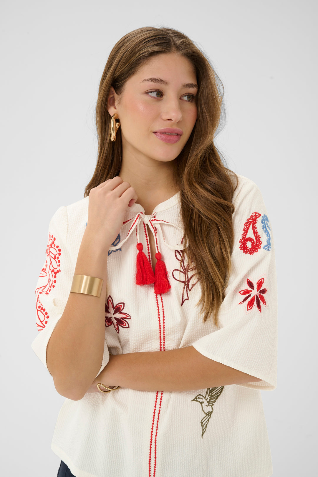 Blouse brodée en coton Rosetta - Détails artisanaux