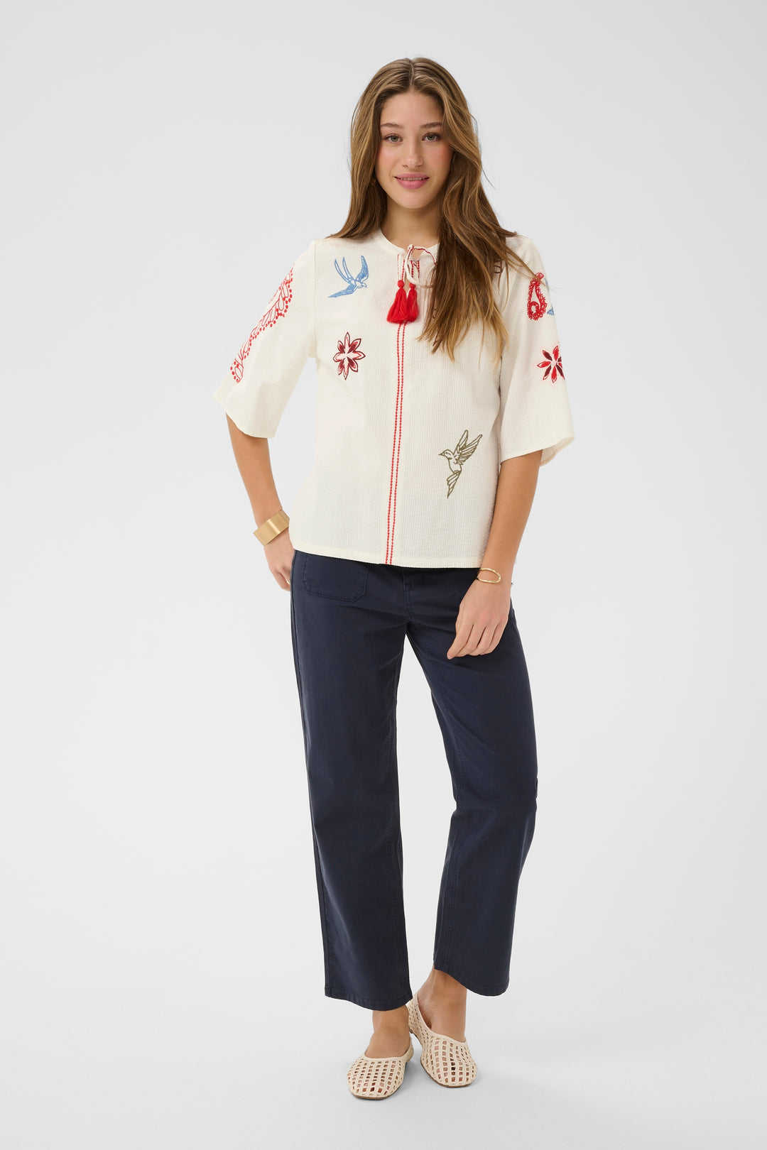 Blouse brodée en coton Rosetta - Détails artisanaux