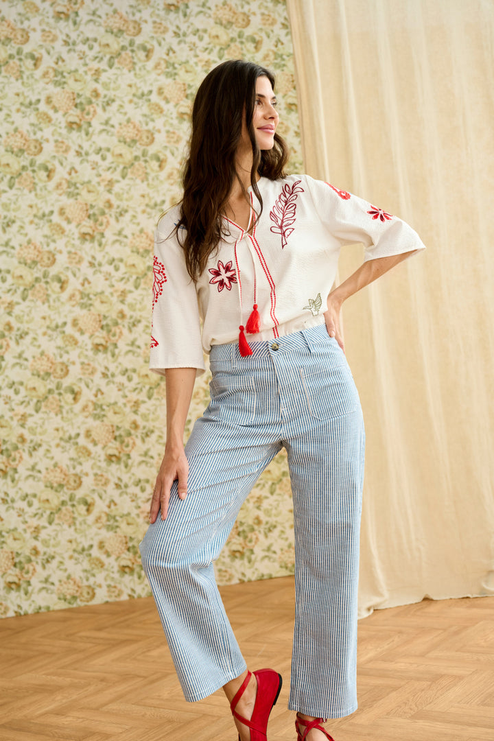 Blouse brodée en coton Rosetta - Détails artisanaux