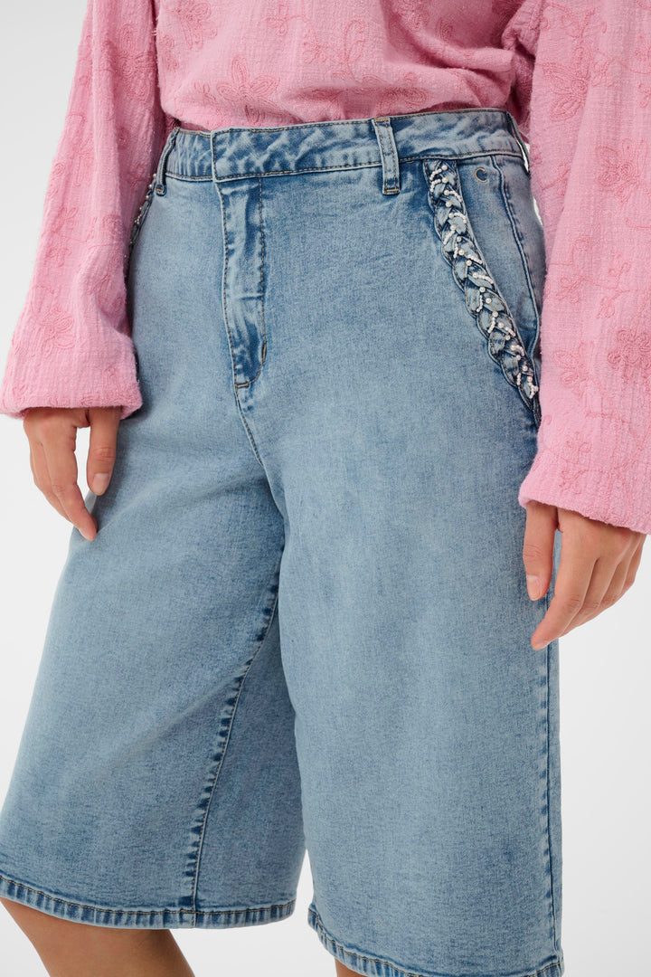 Bermuda en denim Visti - Taille haute et détail tressé