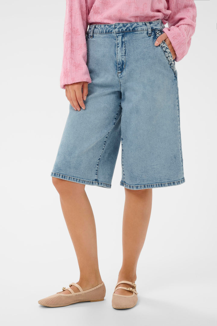 Bermuda en denim Visti - Taille haute et détail tressé