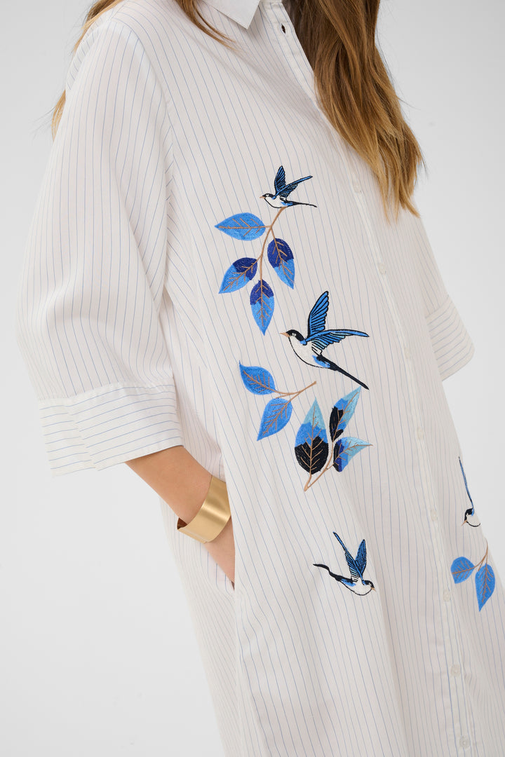 Silje striped shirt dress - Delicate print