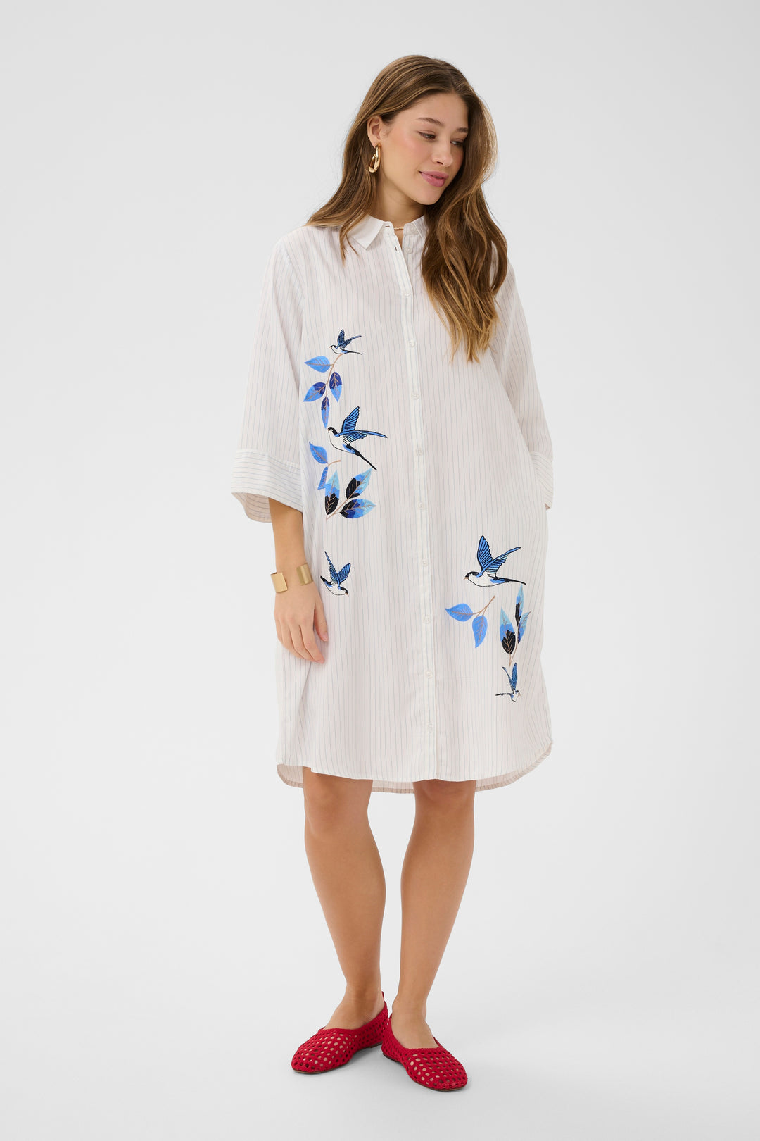 Silje striped shirt dress - Delicate print