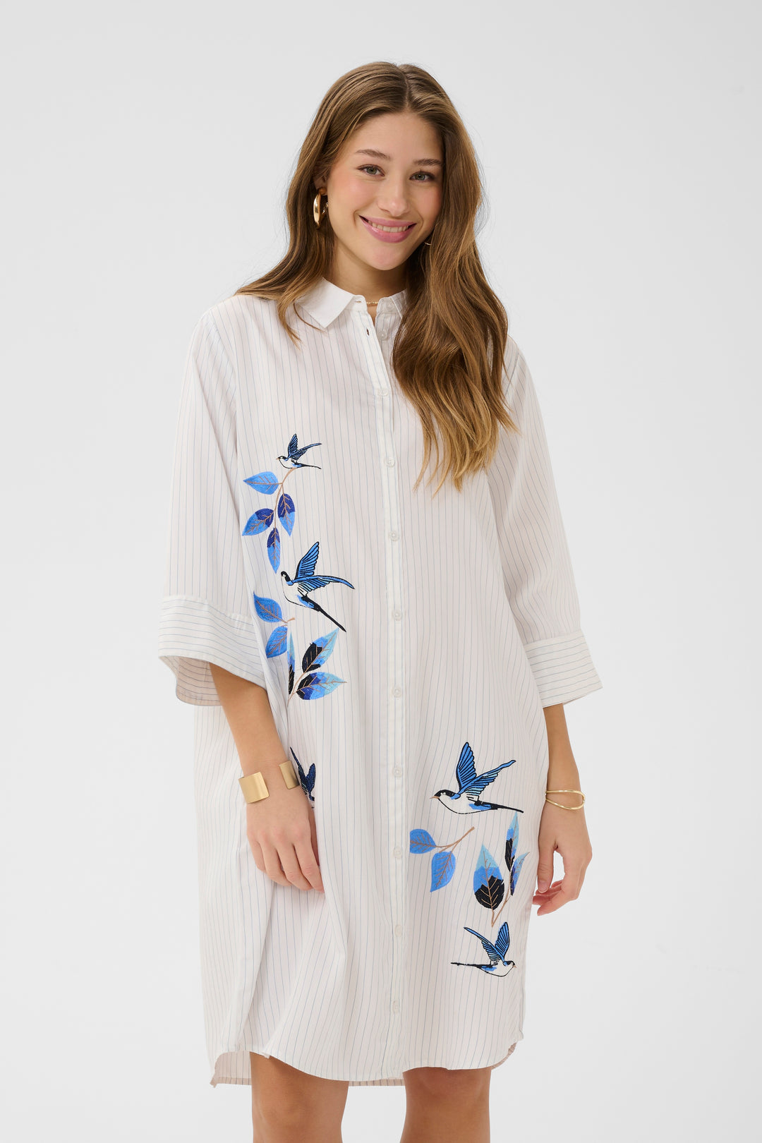 Silje striped shirt dress - Delicate print