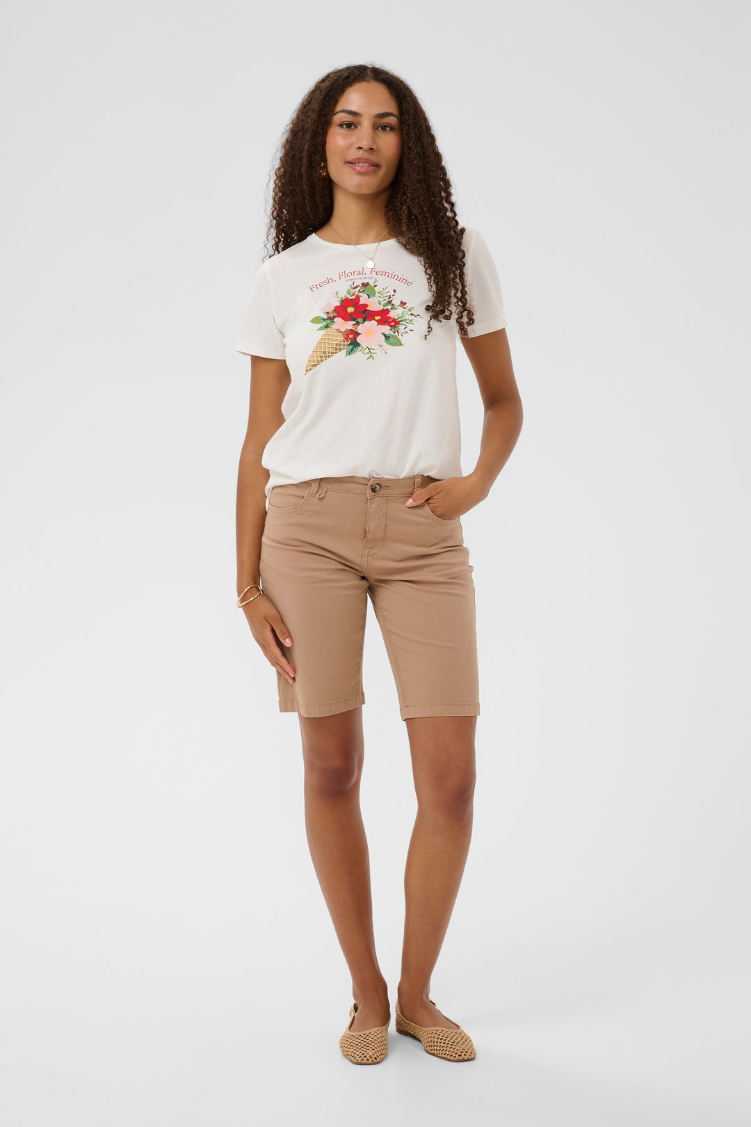 Short ajusté en coton extensible Berta - Coupe droite structurée CocoFit