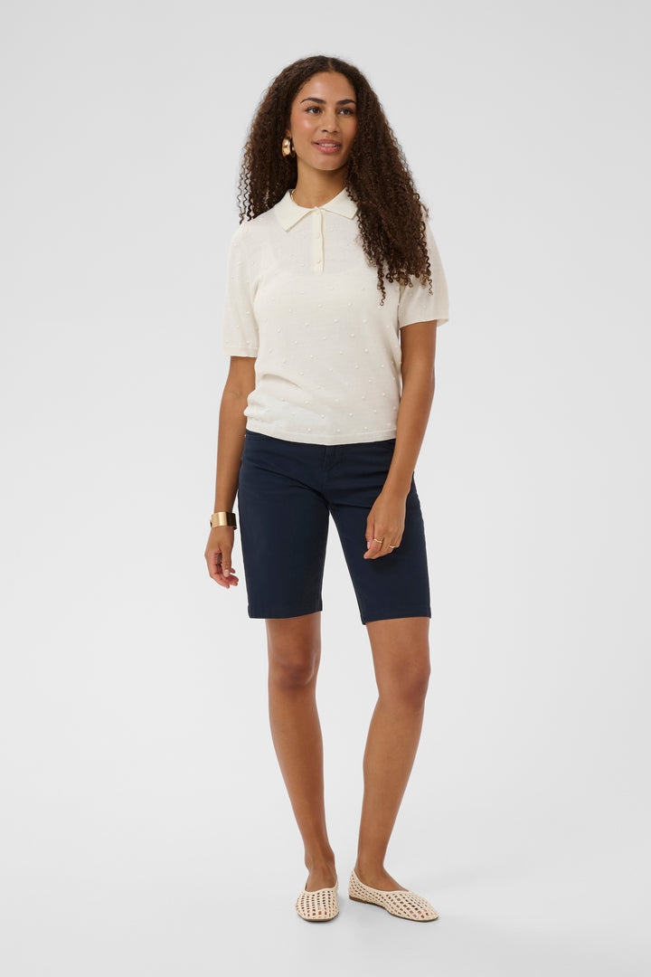 Short ajusté en coton extensible Berta - Coupe droite structurée CocoFit