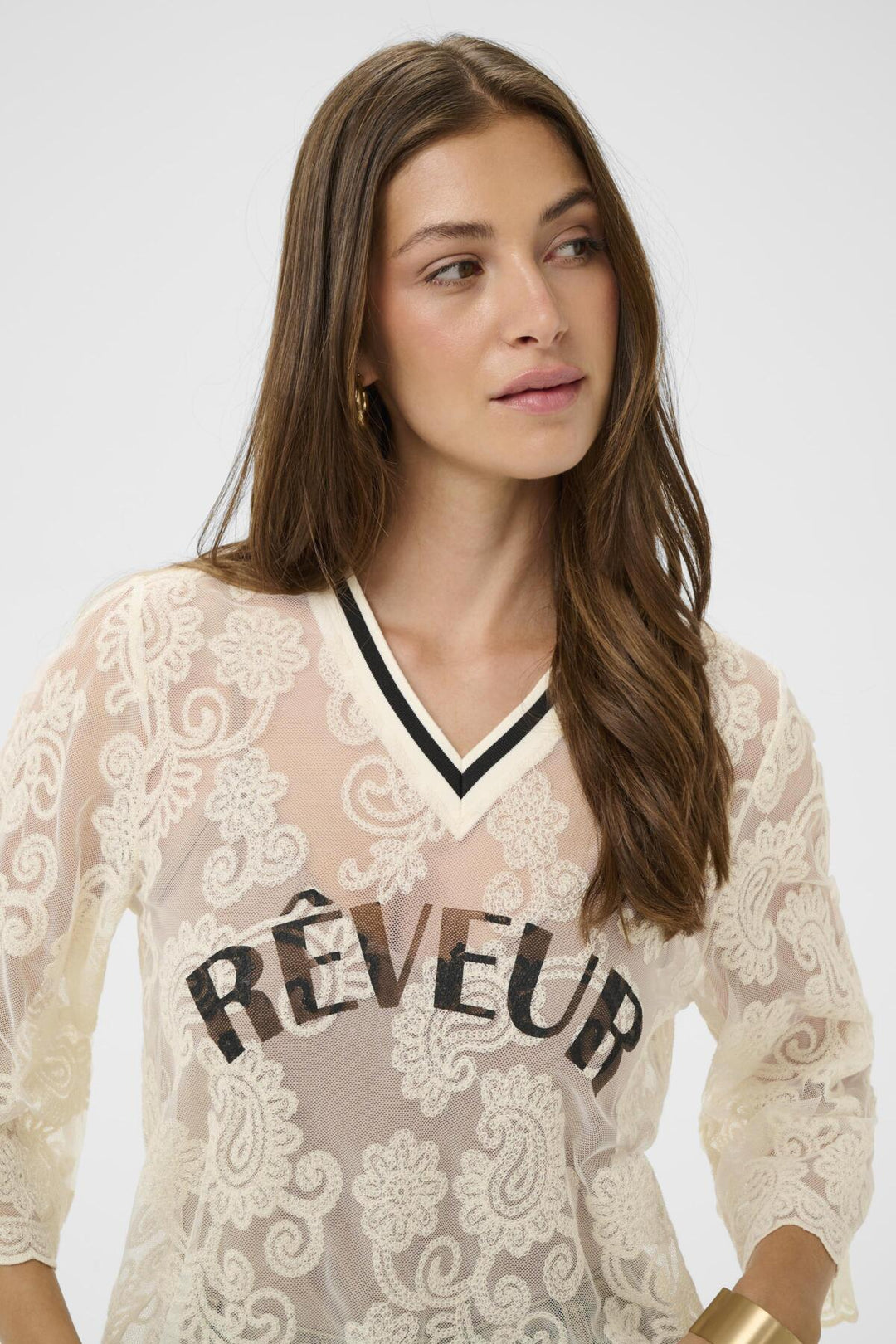 Blouse en dentelle légère Mira - Manches longues