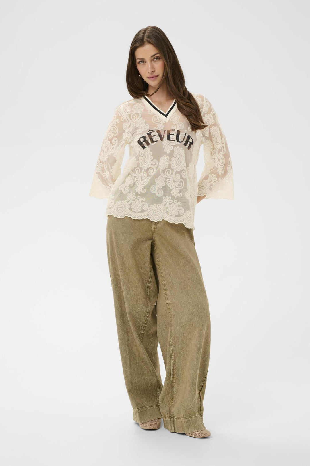 Blouse en dentelle légère Mira - Manches longues