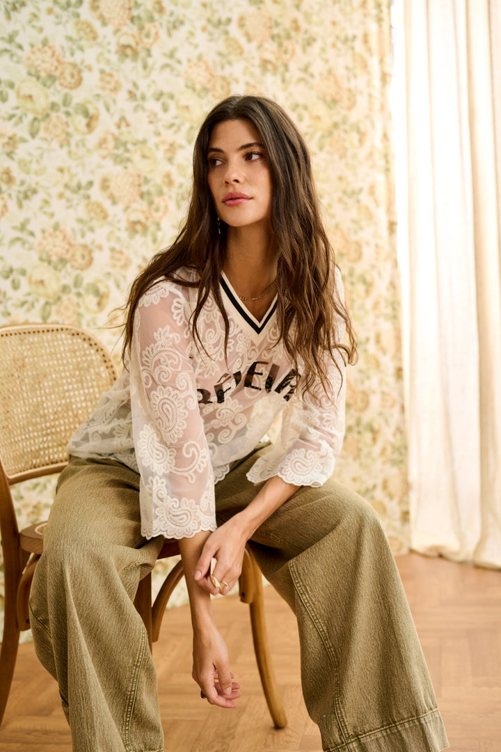 Blouse en dentelle légère Mira - Manches longues