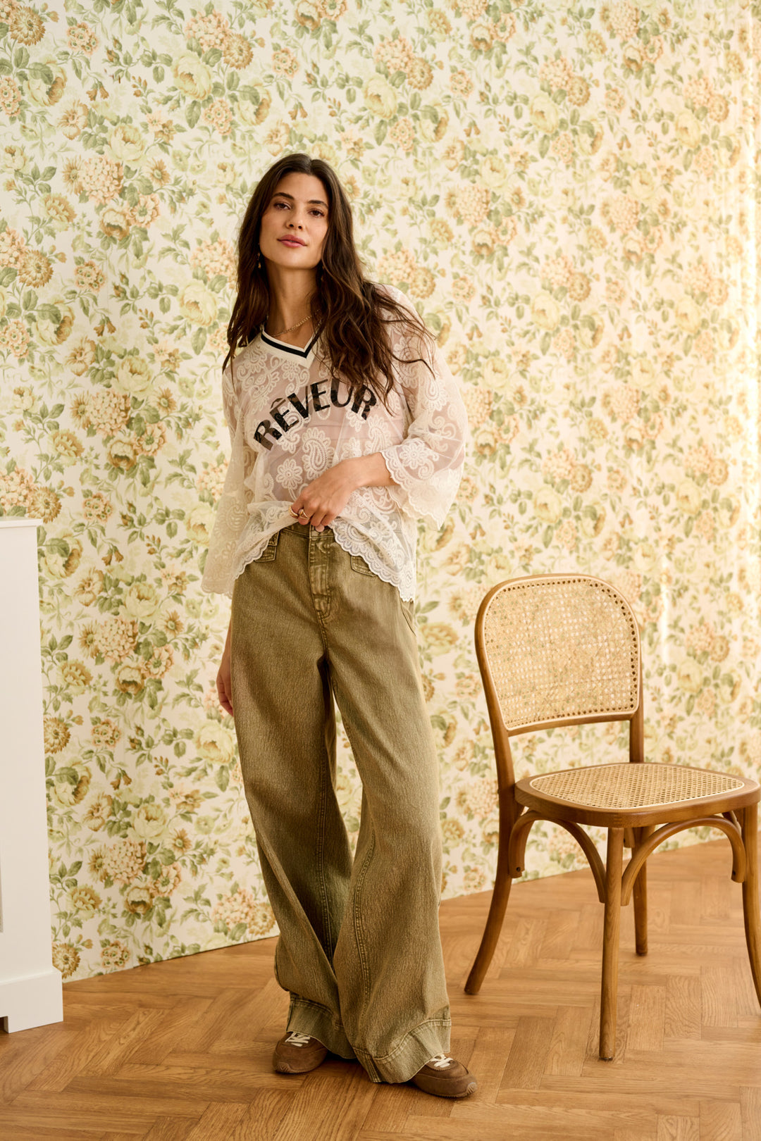 Blouse en dentelle légère Mira - Manches longues