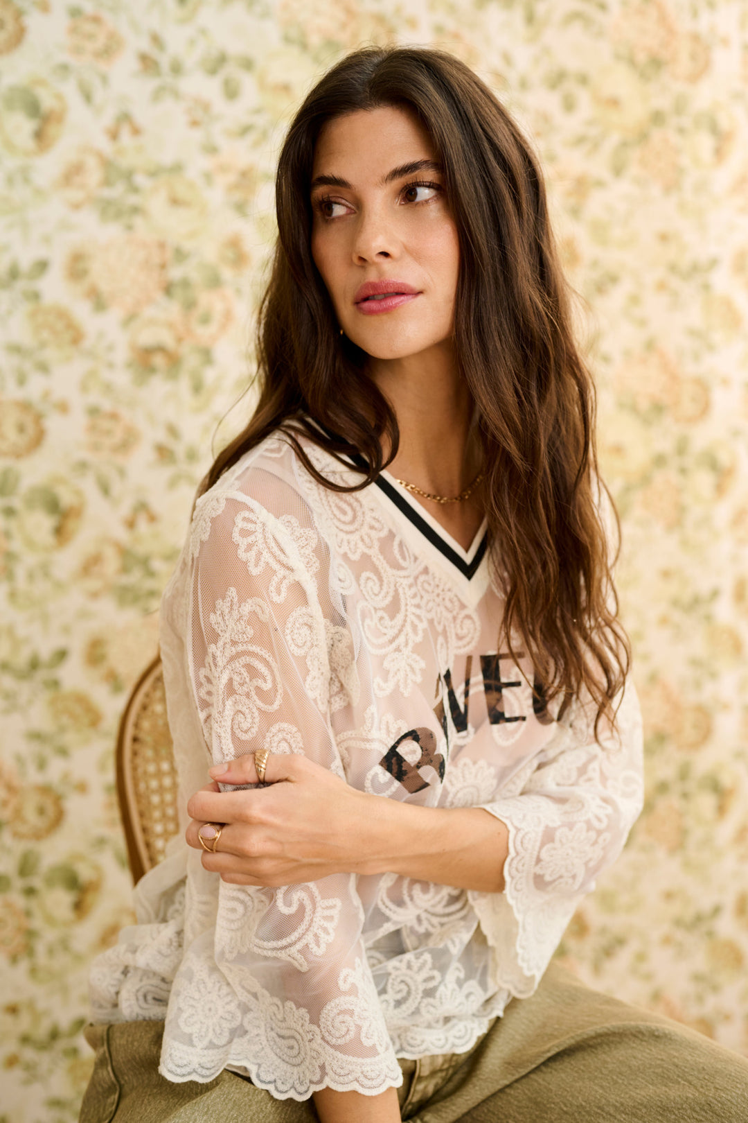 Blouse en dentelle légère Mira - Manches longues