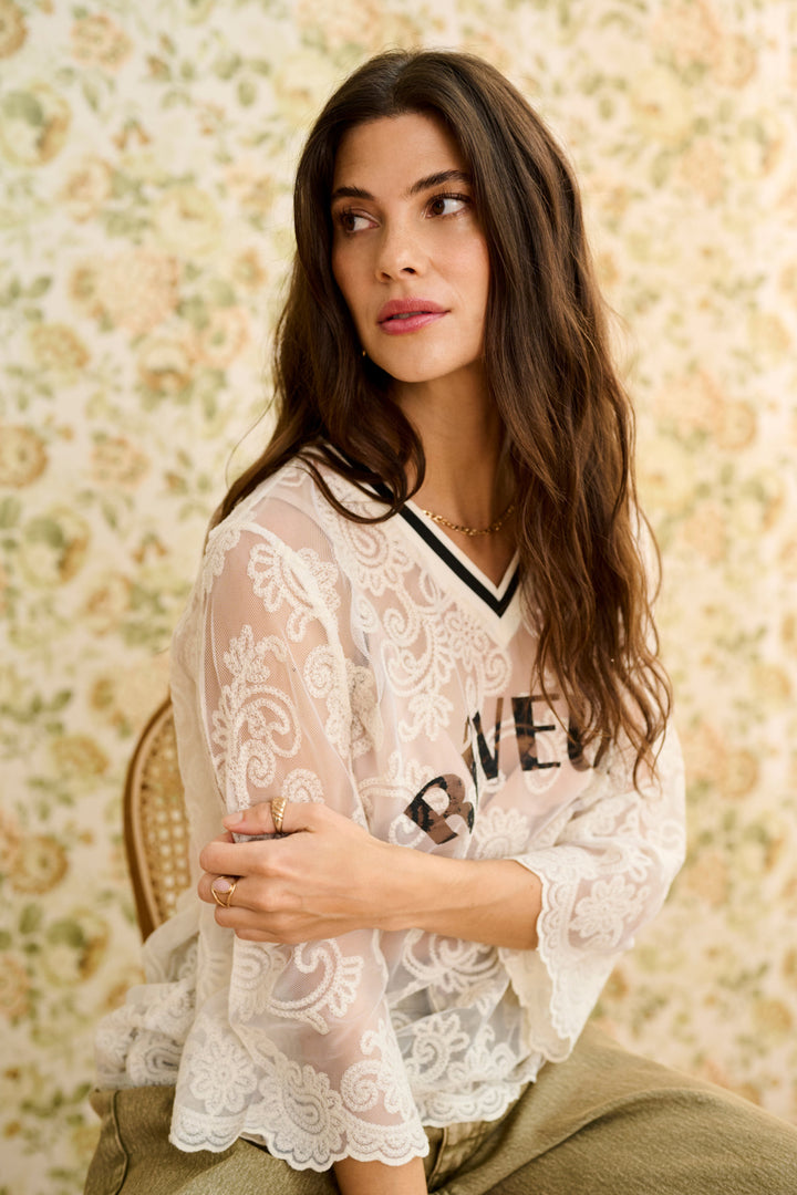 Blouse en dentelle légère Mira - Manches longues