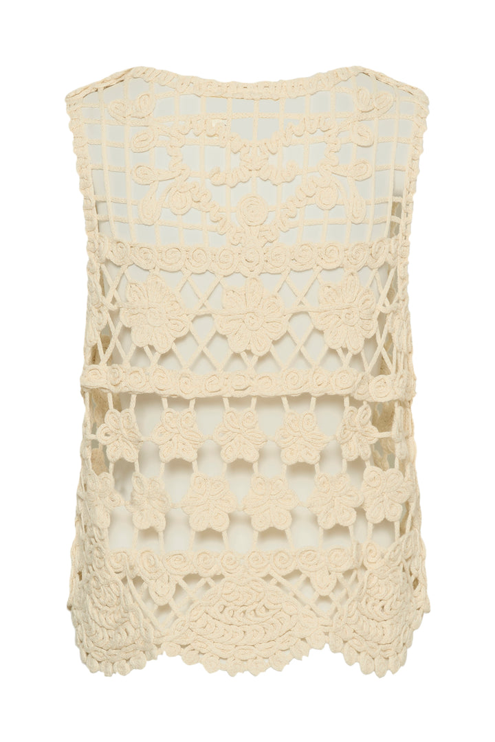 Gilet léger en dentelle ajourée Lotu - Pur coton