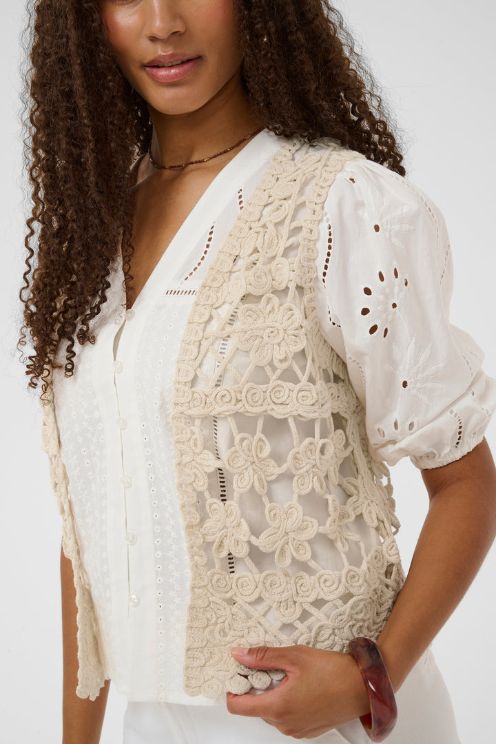Gilet léger en dentelle ajourée Lotu - Pur coton