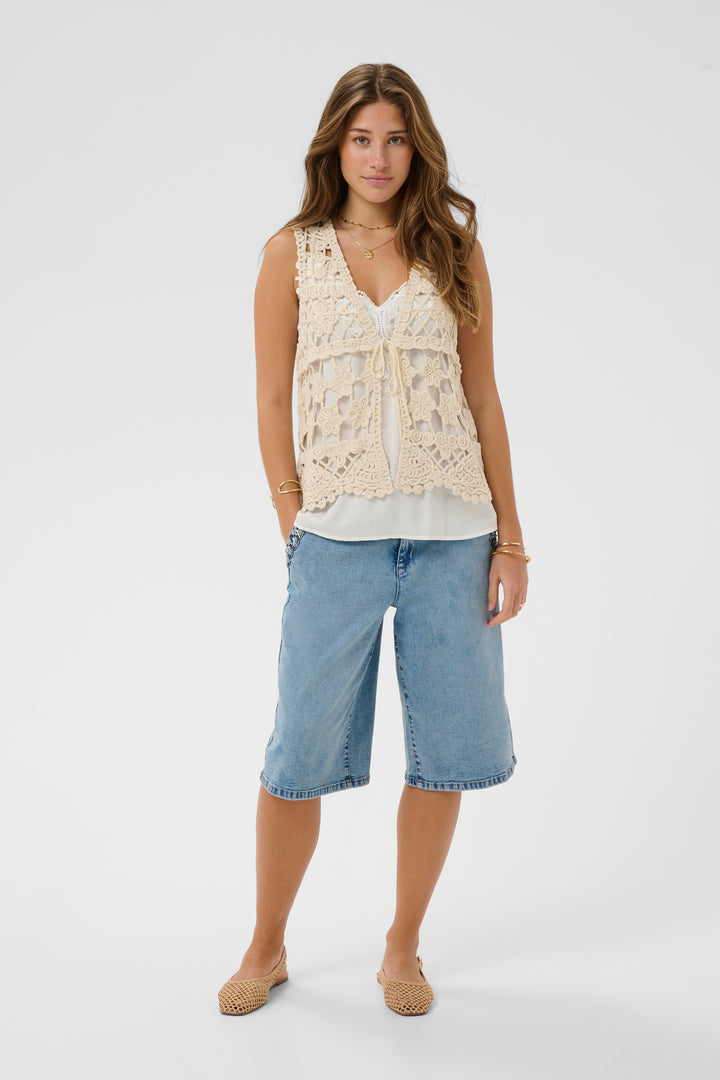 Gilet léger en dentelle ajourée Lotu - Pur coton