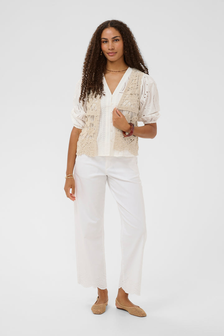 Gilet léger en dentelle ajourée Lotu - Pur coton