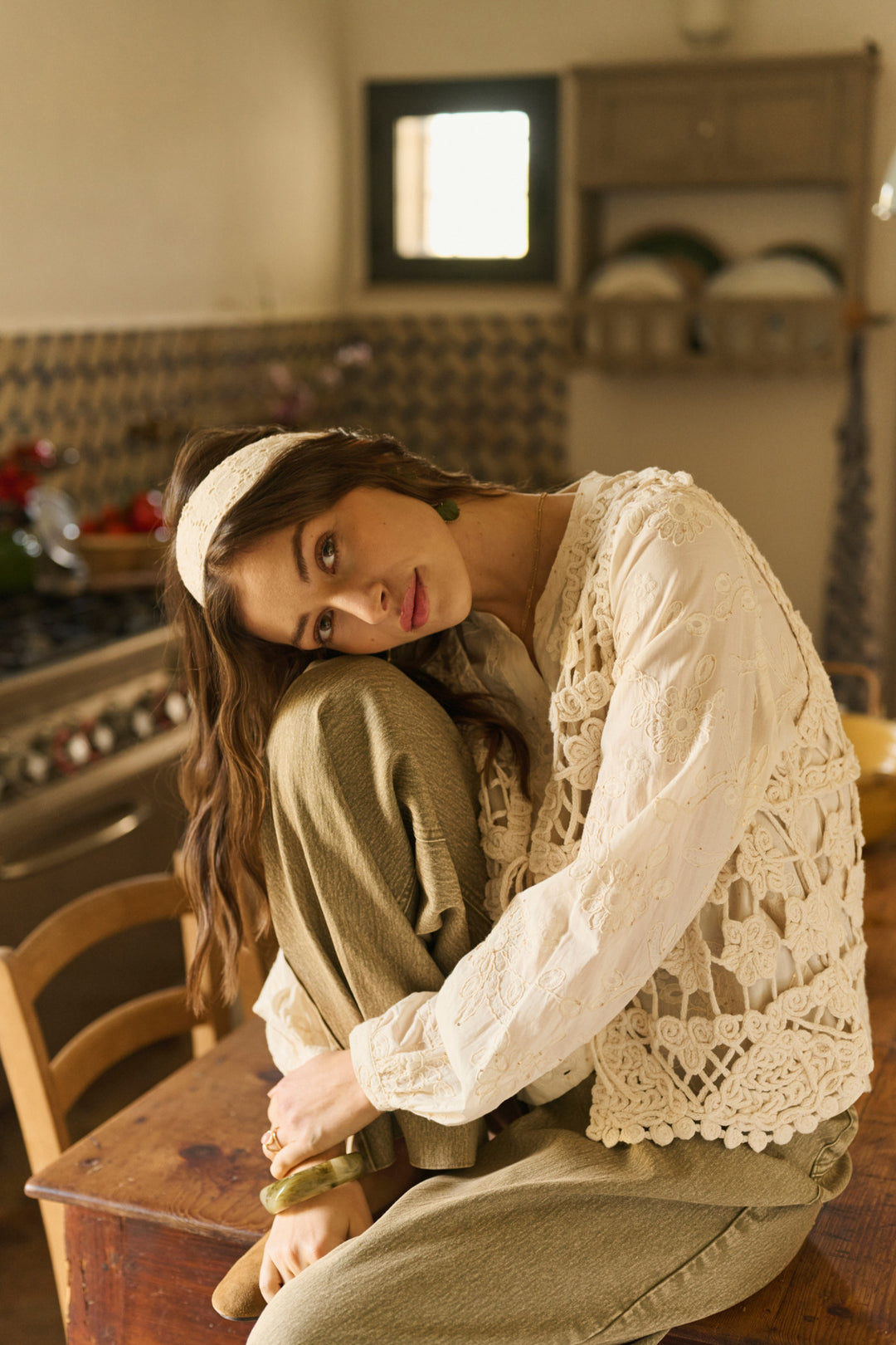Lotu lightweight openwork lace cardigan - Pure cotton