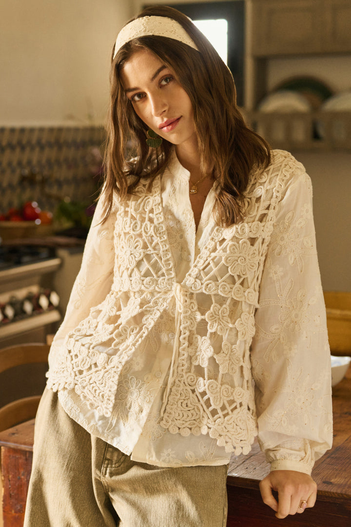 Lotu lightweight openwork lace cardigan - Pure cotton