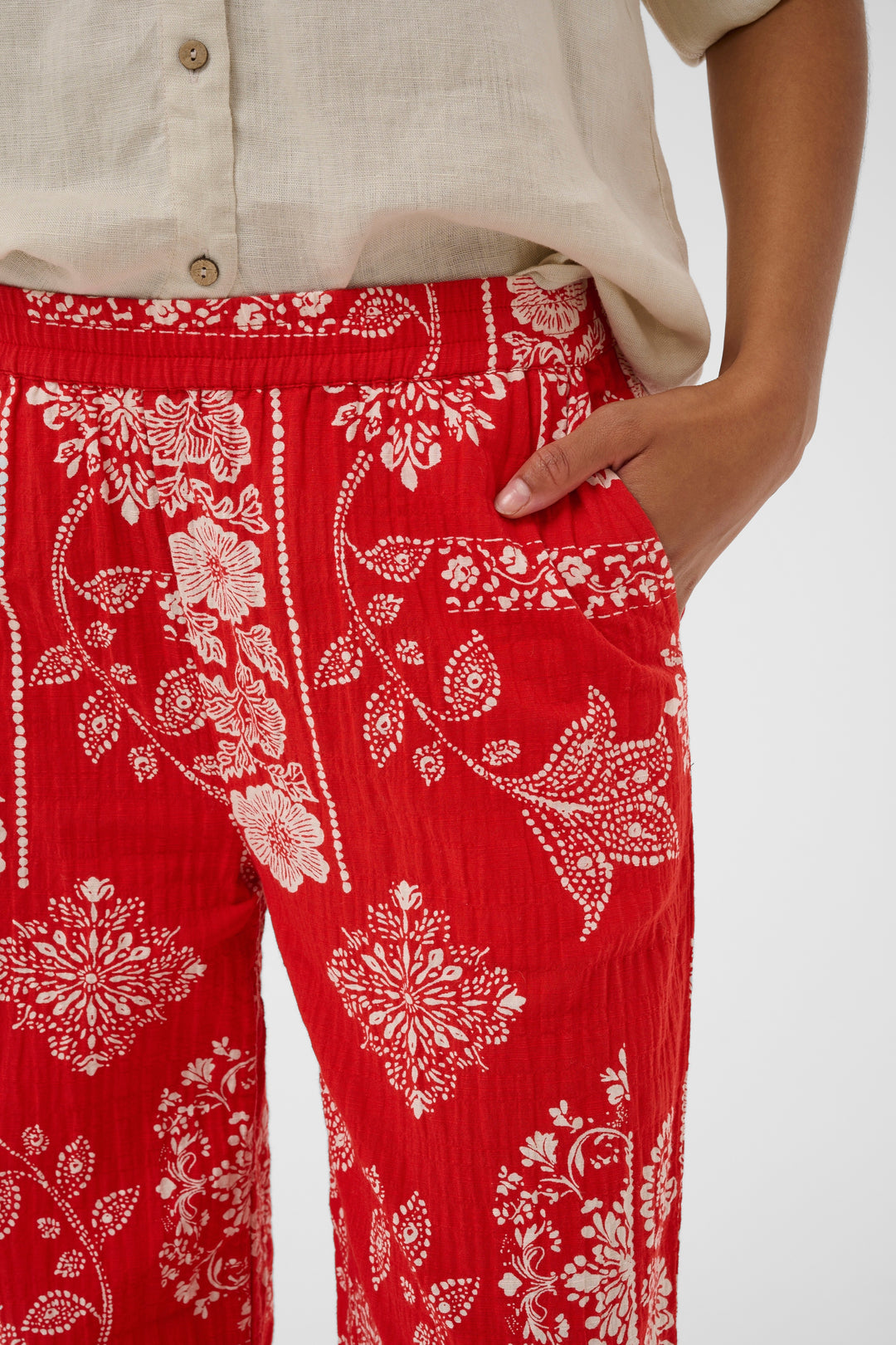 Pantalon à motif graphique Gianna – Coupe droite en coton extensible