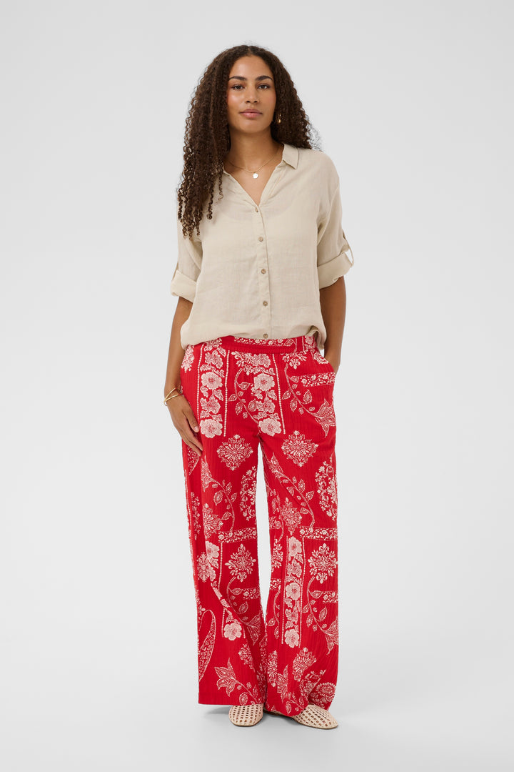 Pantalon à motif graphique Gianna – Coupe droite en coton extensible