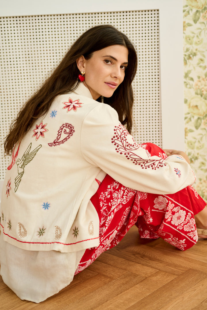 Pantalon à motif graphique Gianna – Coupe droite en coton extensible