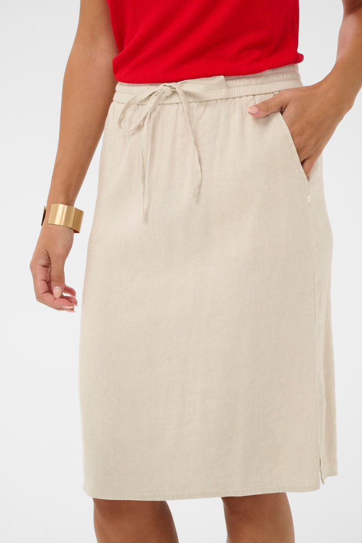 Jupe droite à taille élastique June - Lin et viscose