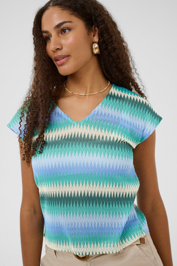 Blouse à imprimé zigzag Delfina - Coupe droite fluide