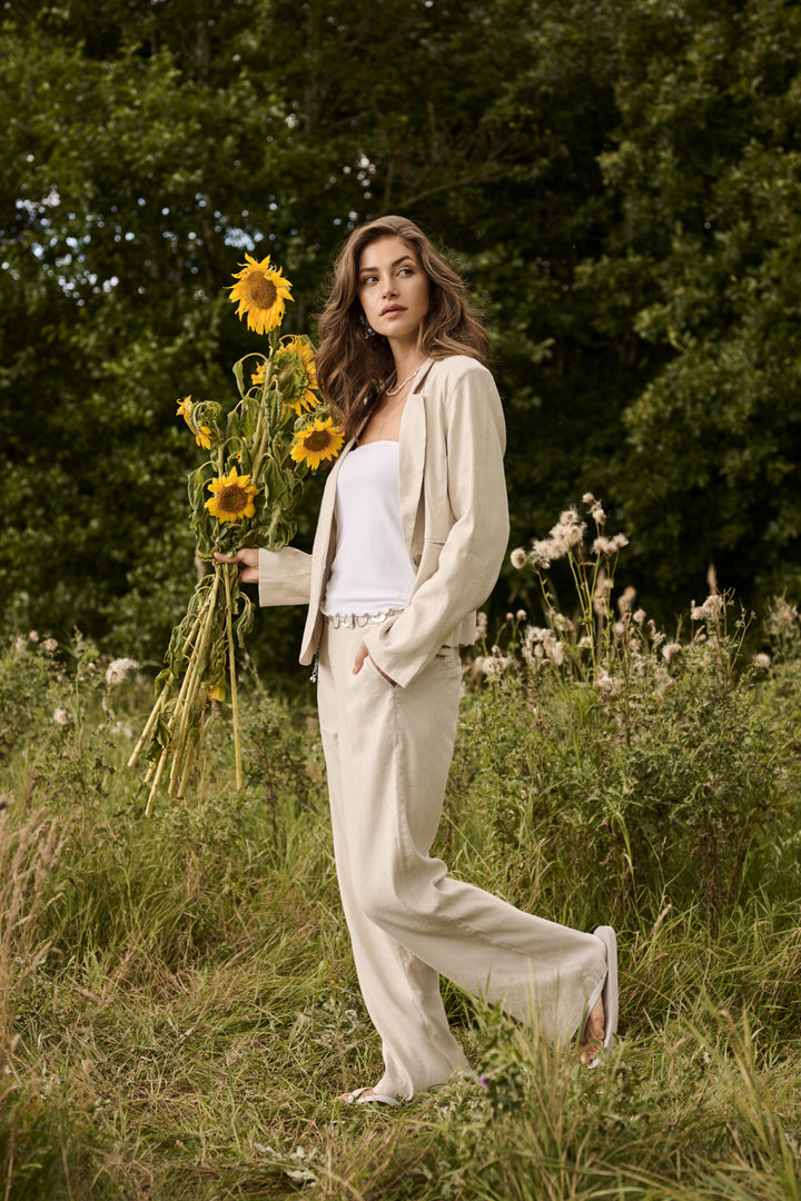 Pantalon en lin mélangé June - Coupe droite confortable
