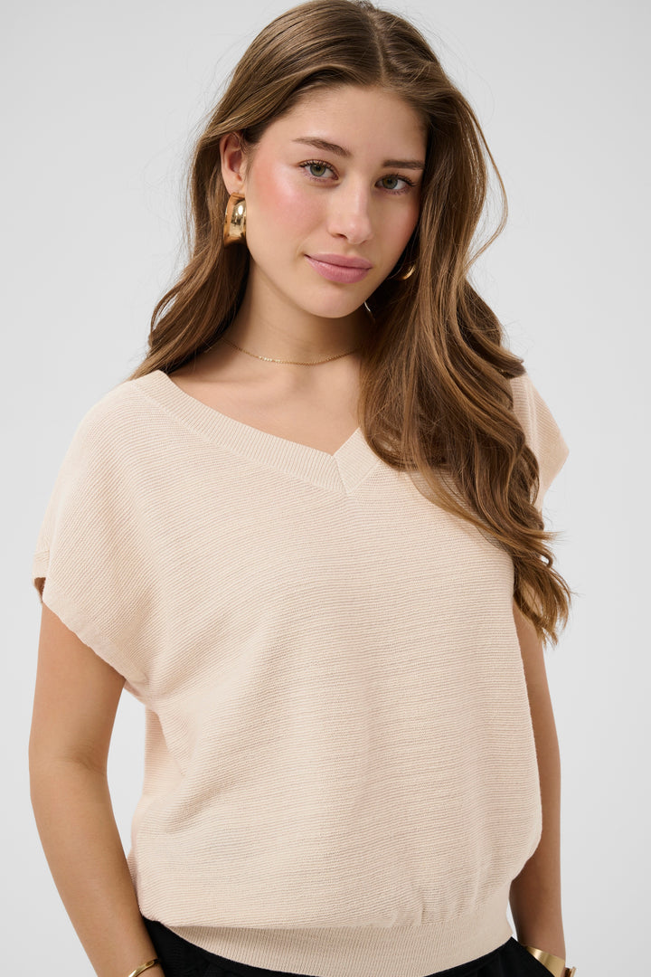 Evisa short-sleeved top - Linen and cotton knit