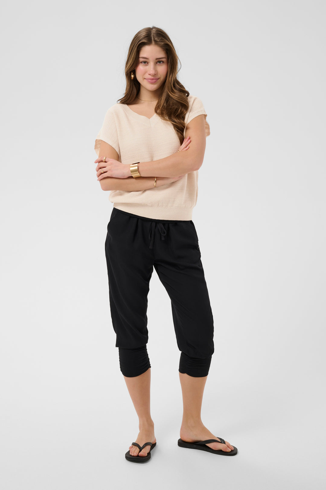 Evisa short-sleeved top - Linen and cotton knit