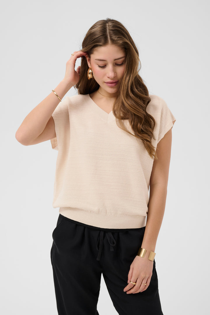 Evisa short-sleeved top - Linen and cotton knit